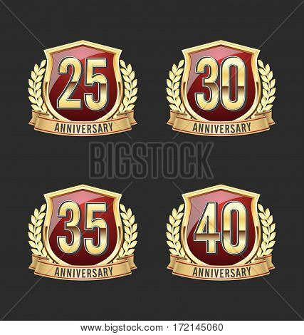 Anniversary badges. Set of Four Luxury Anniversary Badges.