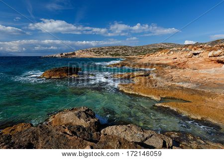 View of the north coast landscape on Donoussa island.