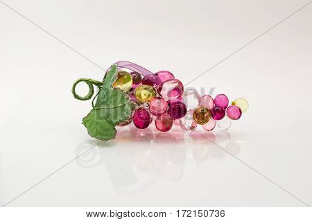 glass grapes in red, purple and white