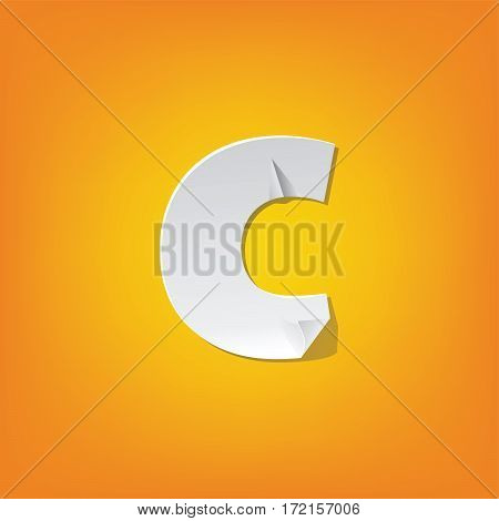 The new design of the English alphabet c Lowercase letter was folded paper some of the letters. Adapted from the font Myriad Pro extra bold.