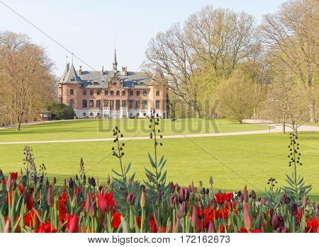 HELSINGBORG SWEDEN - MAY 07 2016: The castle Sofiero and the park owned by the swedish royal family. May 07 2016 Helsingborg Sweden