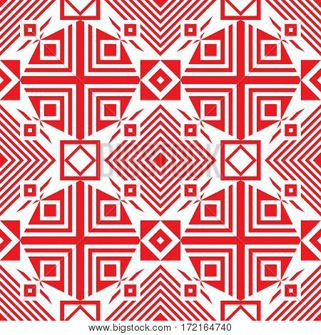 Seamless traditional geometric pattern. red and white. Vector illustration.
