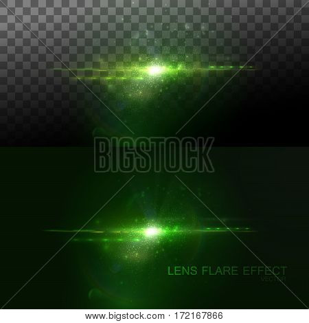 Sparkle sun burst. Digital lens flare effect. Vector illustration of lens flare light effect. Light rays and flicker. VFX element for design