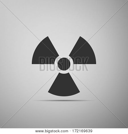 Radiation symbol flat icon on grey background. Vector Illustration