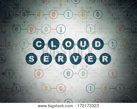 Cloud networking concept: Painted blue text Cloud Server on Digital Data Paper background with Binary Code