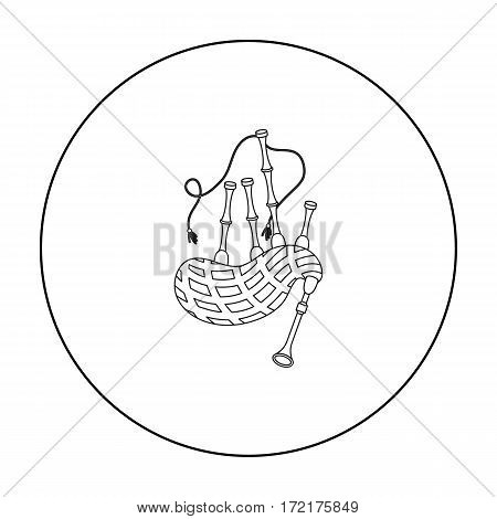 Bagpipes icon in outline style isolated on white background. Musical instruments symbol vector illustration