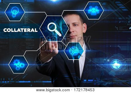 Business, Technology, Internet And Network Concept. Young Businessman Working On A Virtual Blackboar