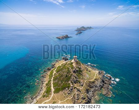 Aerial View Of Sanguinaires Bloodthirsty Islands In Corsica, France