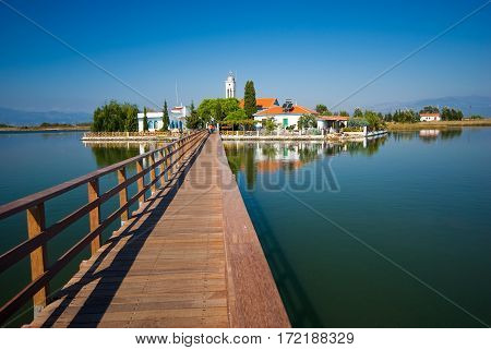 Port Lagos area at Thrace, Greece. Blue sky and bright sun.