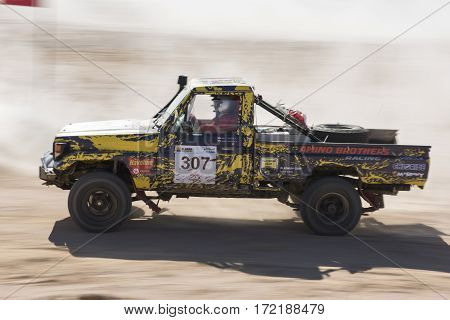 Off-road Truck Competing In A Desert Rally