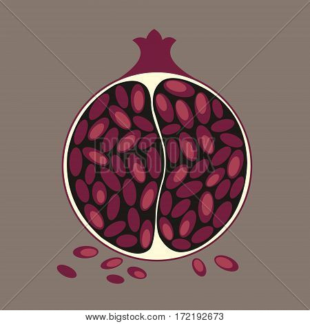 Stylized red garnet. Vector for design with fruits