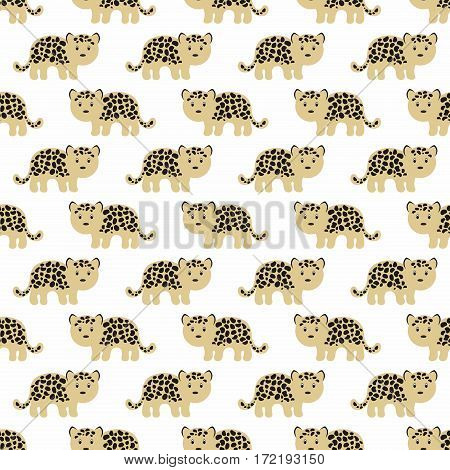 Stylized leopard cartoon style. Seamless vector pattern