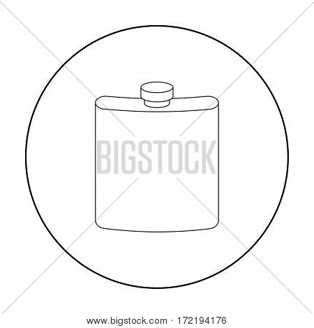 Hip flask icon in outline style isolated on white background. Hunting symbol vector illustration.
