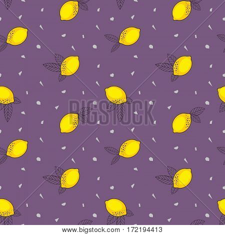 Stylized leaves and lemons. Vector pattern for design