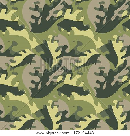 Decorative leaves in a military style. Vector seamless background
