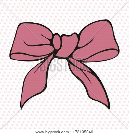 Pink bow. Stylized vector element for design