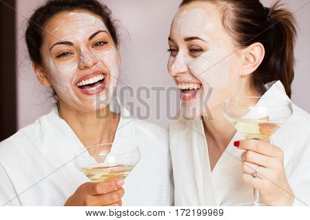 Girls Party In Spa Centre With Relax And Communication