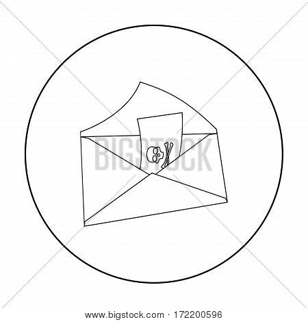 E-mail with virus icon in outline design isolated on white background. Hackers and hacking symbol stock vector illustration.