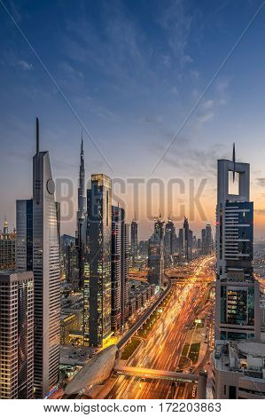 Sheik Zayed Road in Dubai in the UAE
