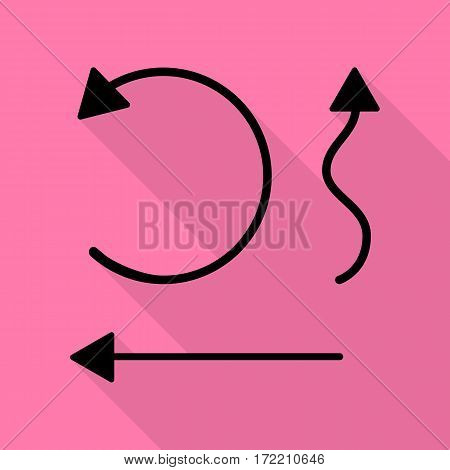 Simple set to Interface Arrows Black icon with flat style shadow path on pink background.