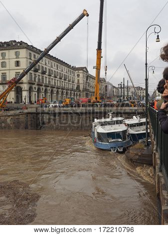 River Po Flood In Turin