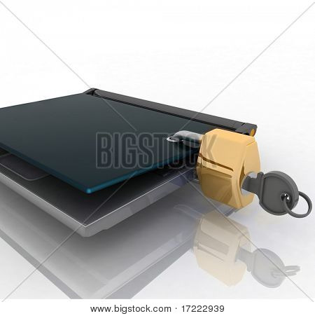 laptopie zamknięta na zamek