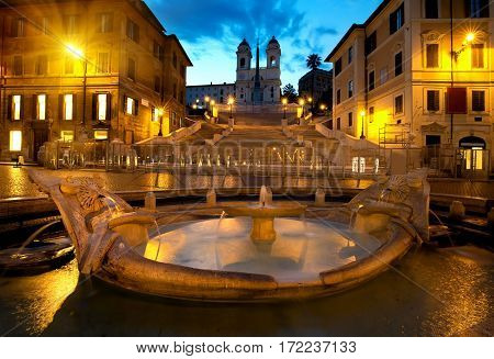 Spanish Steps and fountain in Rome, Italy