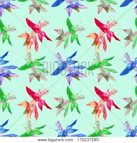 Schlumbergera Christmas Cactus. Texture of flowers. Seamless pattern for continuous replicate. Floral background photo collage for production of textile cotton fabric. For use in wallpaper covers.
