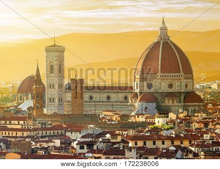 View on Florence and Basilica of Saint Mary of the Flower, Italy