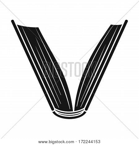 Opened book icon in black design isolated on white background. Books symbol stock vector illustration.
