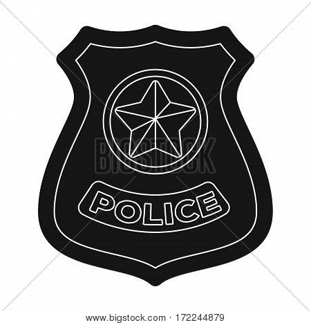 Police badge icon in black design isolated on white background. Police symbol stock vector illustration.