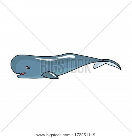 Sperm whale icon in cartoon design isolated on white background. Sea animals symbol stock vector illustration.