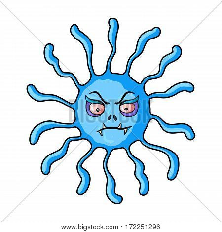 Blue virus icon in cartoon design isolated on white background. Viruses and bacteries symbol stock vector illustration.