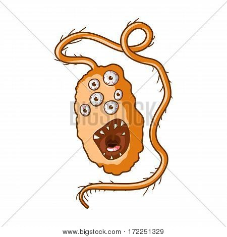 Orange virus icon in cartoon design isolated on white background. Viruses and bacteries symbol stock vector illustration.