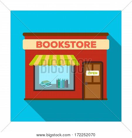 Bookstore icon in flat design isolated on white background. Library and bookstore symbol stock vector illustration.