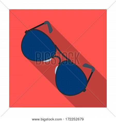 Aviator sunglasses icon in flat design isolated on white background. Police symbol stock vector illustration.