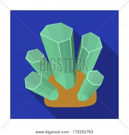 Green natural minerals icon in flat design isolated on white background. Precious minerals and jeweler symbol stock vector illustration.