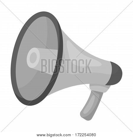 Megaphone icon in monochrome design isolated on white background. Police symbol stock vector illustration.