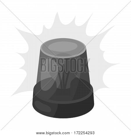 Emergency rotating beacon light icon in monochrome design isolated on white background. Police symbol stock vector illustration.