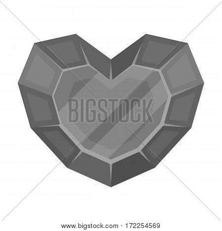 Heart-shaped gemstone icon in monochrome design isolated on white background. Precious minerals and jeweler symbol stock vector illustration.
