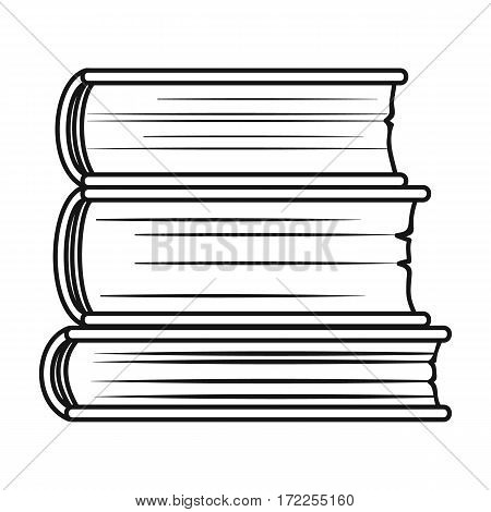 Stack of books icon in outline design isolated on white background. Books symbol stock vector illustration.
