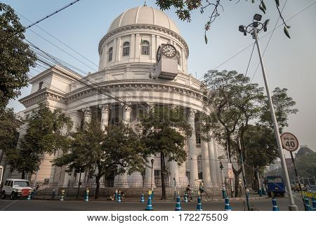 KOLKATA, INDIA -FEBRUARY 12, 2017: Neoclassical architectural building the General Post Office or GPO a landmark in Kolkata which handles most of the city's inbound and outbound mail and parcels.