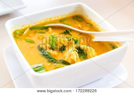 Thai Yellow Curry Soup On Table,thai Food Style