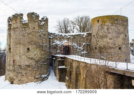 European historic fortress - founded by German knights of the Livonian. Koporye  castle - monument of medieval defensive architecture, located in the St. Petersburg, Russia.