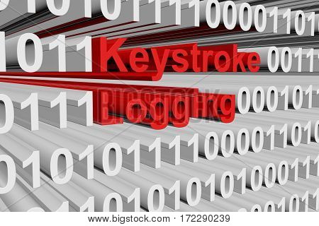 keystroke logging as a binary code 3D illustration