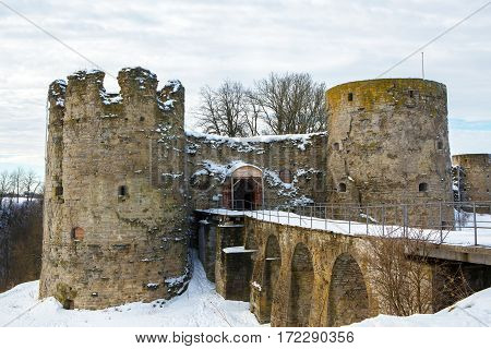 Historic fortress - founded by German knights of the Livonian. Koporye  castle - monument of medieval defensive architecture, located in the St. Petersburg, Russia.
