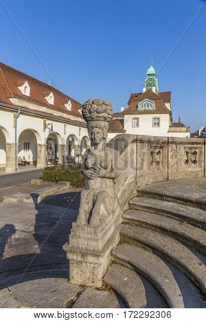 Famous Art Nouveau Statue At Sprudelhof In Bad Nauheim