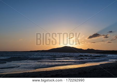 Sunset At Galapagos Island At The Beach