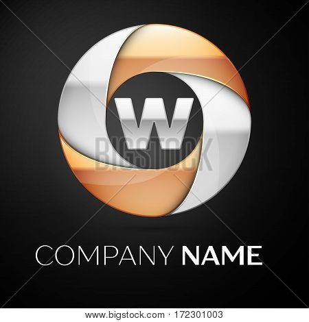 Letter W vector logo symbol in the colorful circle on black background. Vector template for your design