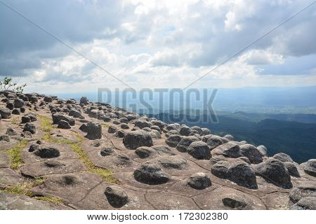 Lan Hin Pum Pum [Nodule Rock Field] At Phu Hin Rong Kla National Park In Thailand